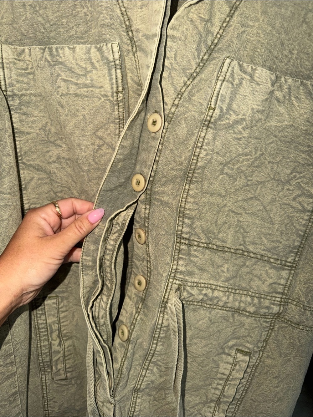 Free People Olive Green Short-Sleeve Utility Romper - Picture 4 of 11